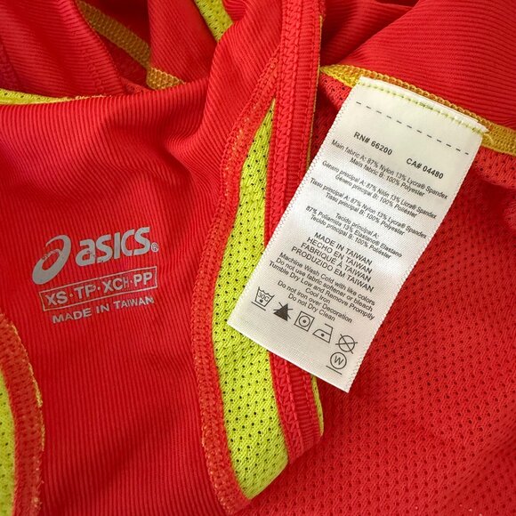 Asics Running Top | Red-Orange & Neon Yellow | Size XS | Lightweight Performance - Picture 5 of 5